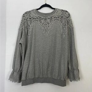 Easel Gray Lace Accented Cottagecore
Coastal Sweatshirt Size Large